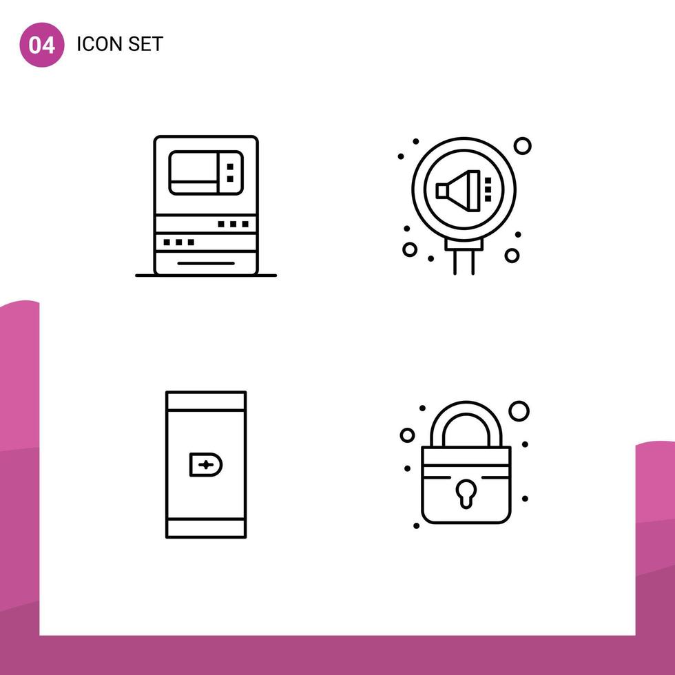 4 User Interface Line Pack of modern Signs and Symbols of atm reputation money pr payment Editable Vector Design Elements