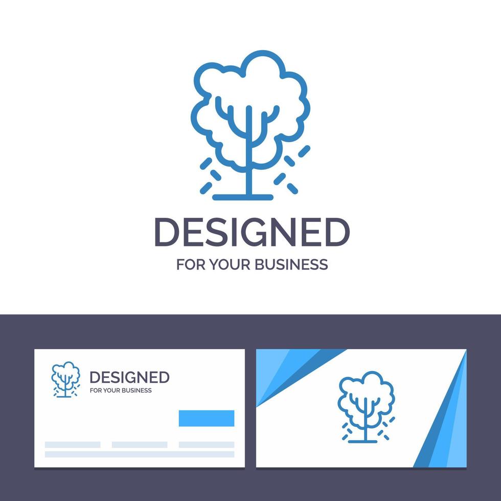 tarjeta de visita creativa y plantilla de logotipo árbol manzana manzano naturaleza primavera vector ilustración