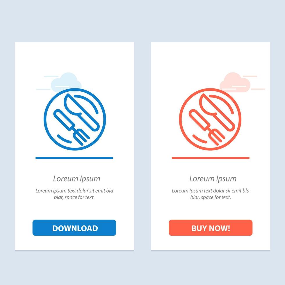 Lunch Dish Spoon Knife  Blue and Red Download and Buy Now web Widget Card Template vector