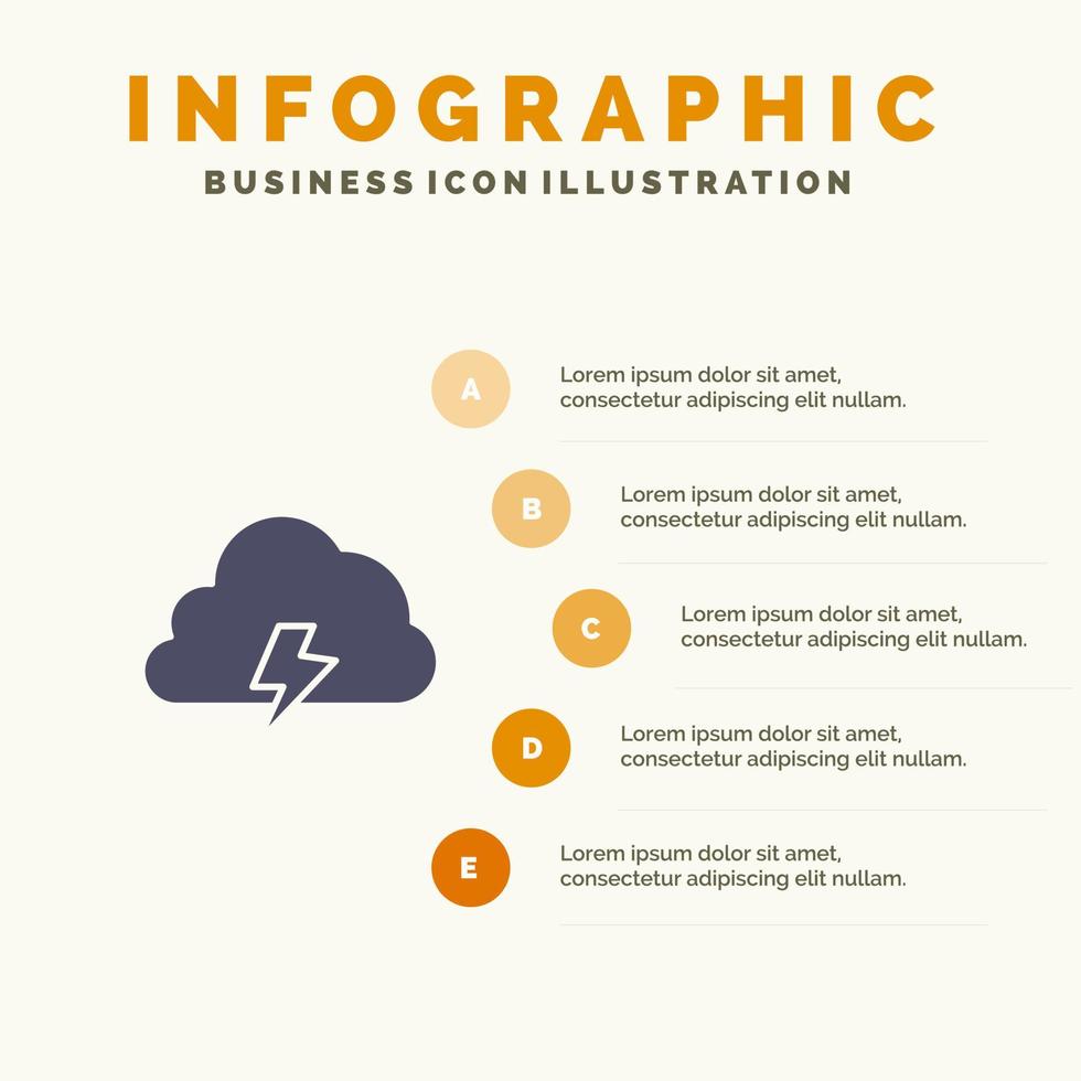 poder nube naturaleza primavera sol sólido icono infografía 5 pasos presentación antecedentes vector