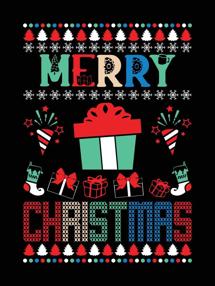 Ugly Christmas Sweater typography apparel Vintages Christmas T-shirt design Christmas 