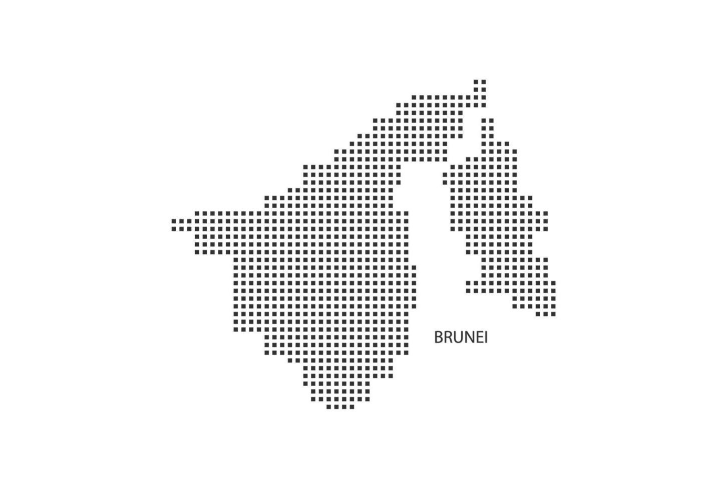 mapa punteado de píxeles cuadrados vectoriales de brunei aislado sobre fondo blanco con bandera de brunei. vector