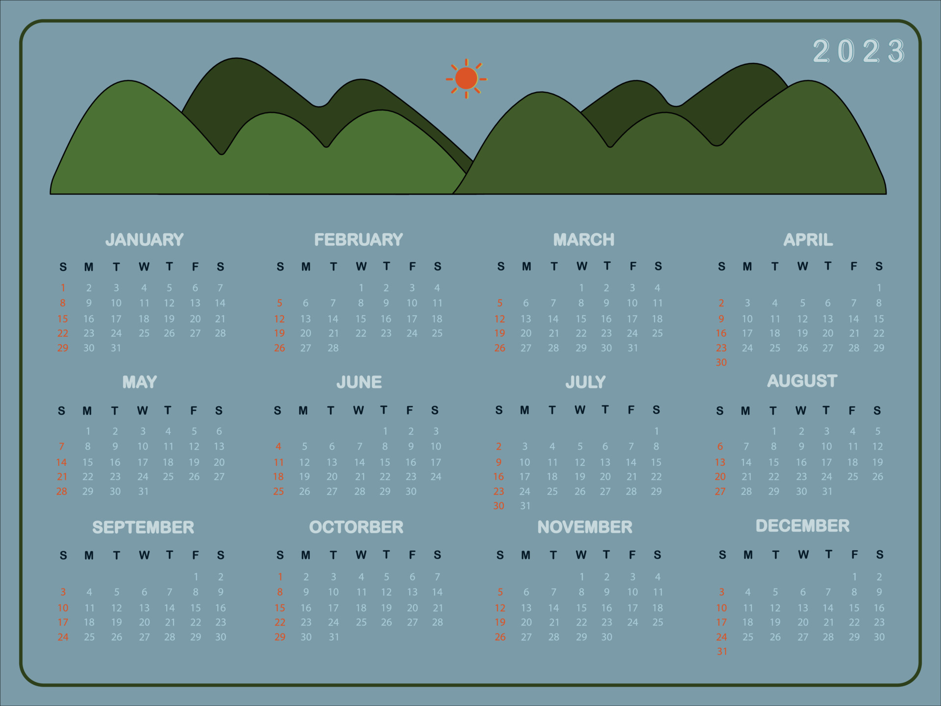 Calendar 2023 With Forest And Nature Tone Background This 12 Months calendar-2023-with-forest-and-nature-tone-background-this-12-months