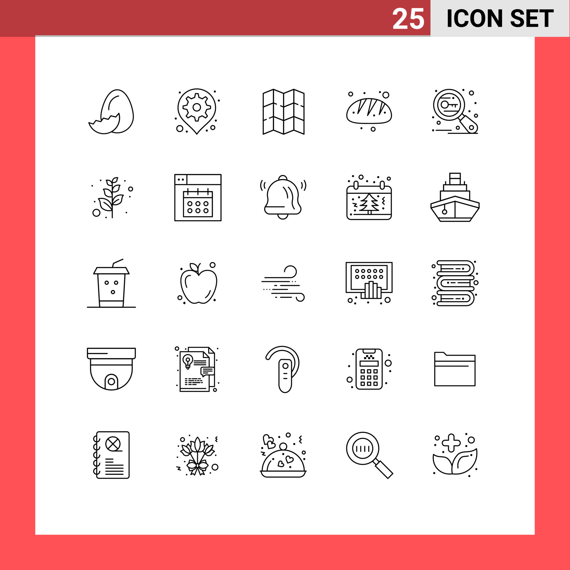 Line Pack of 25 Universal Symbols of keywords food setting bread bakery