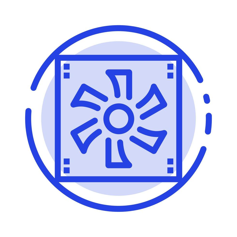 Cooler Fan Computer Cooler Device Fan Blue Dotted Line Line Icon vector