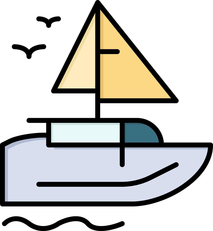 Boat Ship Transport Vessel  Flat Color Icon Vector icon banner Template