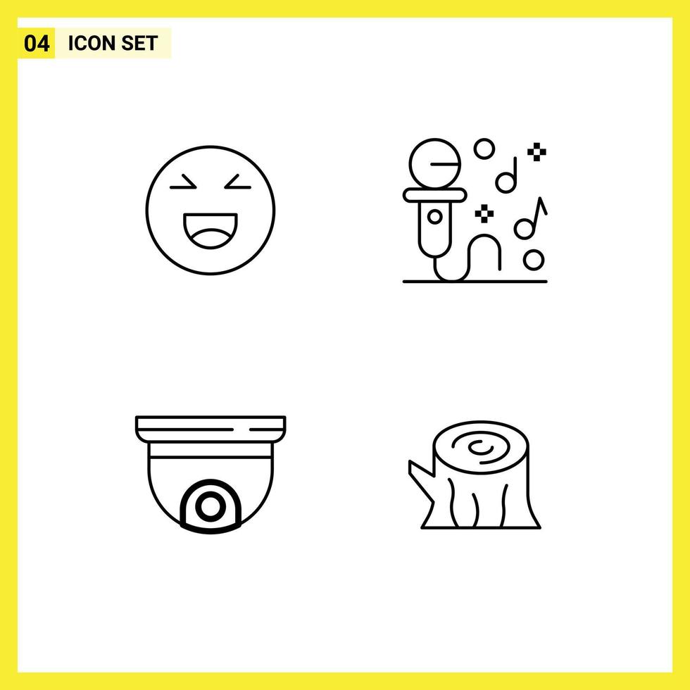 Group of 4 Filledline Flat Colors Signs and Symbols for chat device happy music security Editable Vector Design Elements