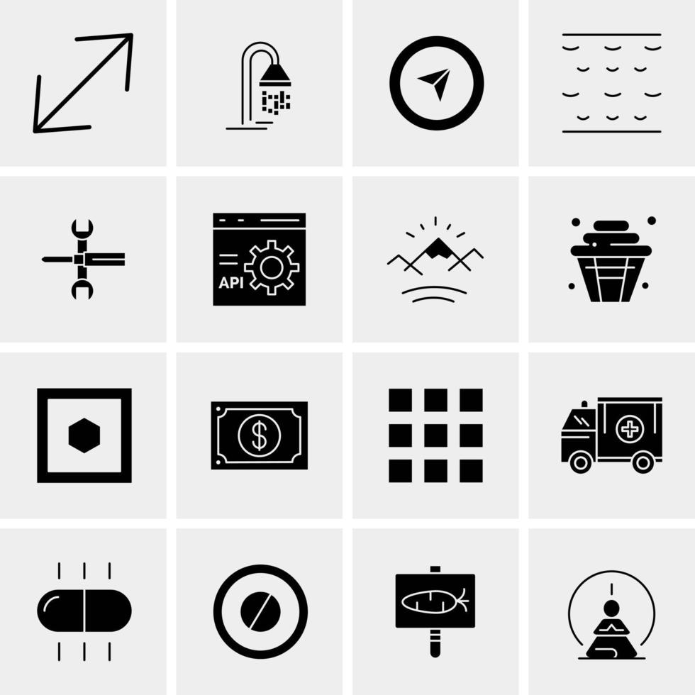 16 iconos universales de negocios vector ilustración de icono creativo para usar en proyectos relacionados con la web y dispositivos móviles