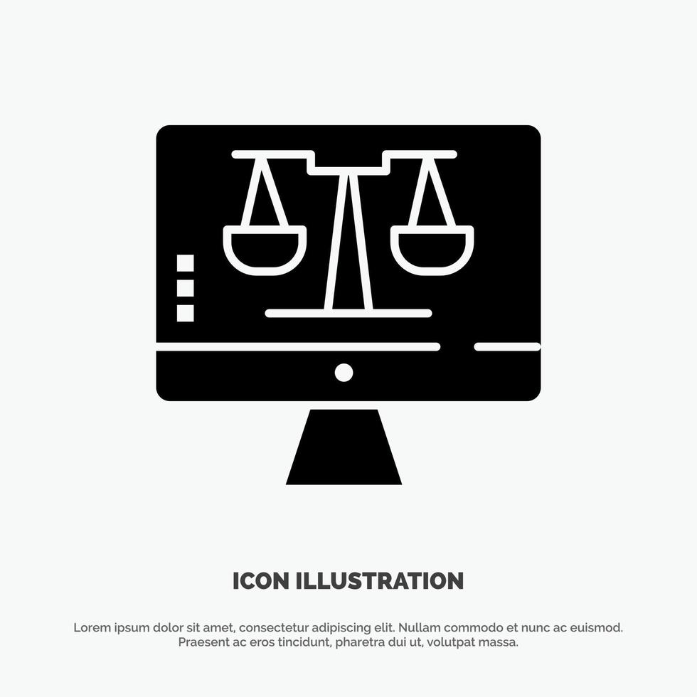 Digital Law Online Computer Technology Screen solid Glyph Icon vector