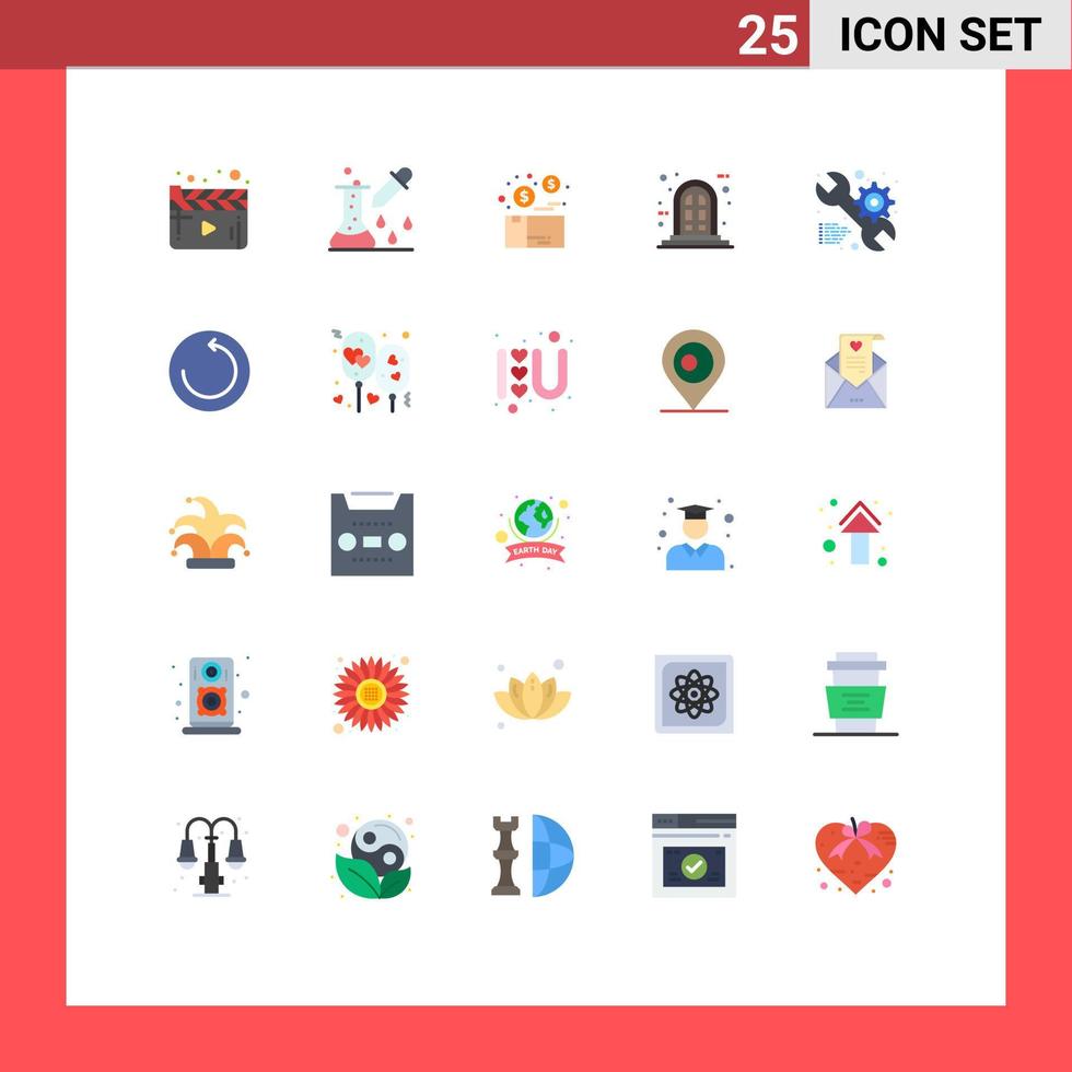 Group of 25 Flat Colors Signs and Symbols for service panel scientific research frame package Editable Vector Design Elements