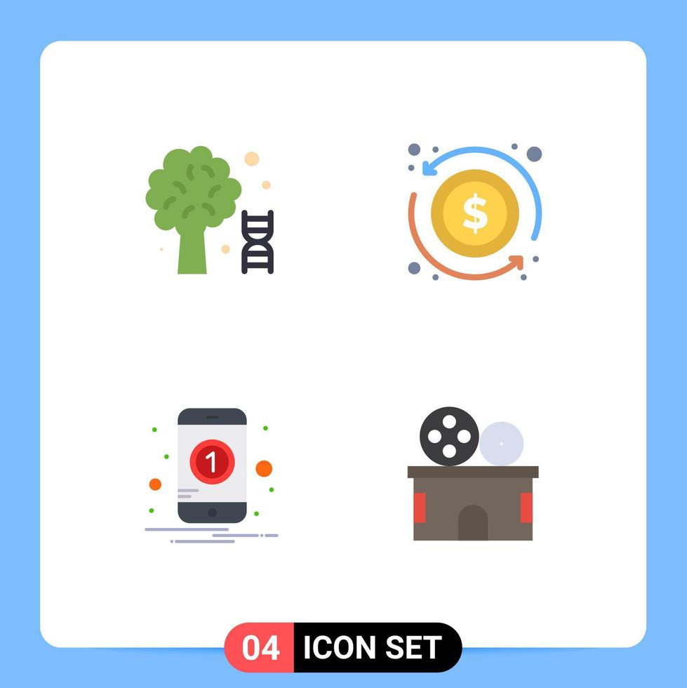 4 User Interface Flat Icon Pack of modern Signs and Symbols of knowledge number tree exchange mobile Editable Vector Design Elements