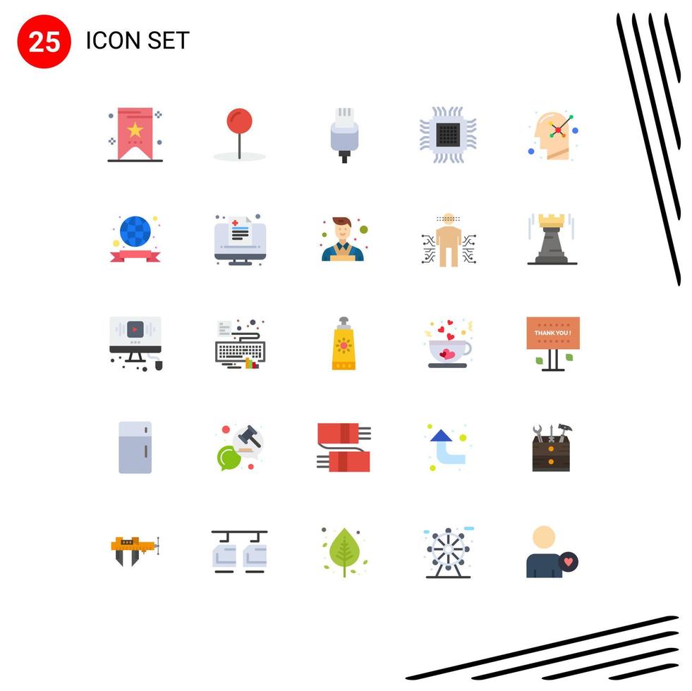 Group of 25 Flat Colors Signs and Symbols for psychology optimistic connector information data Editable Vector Design Elements