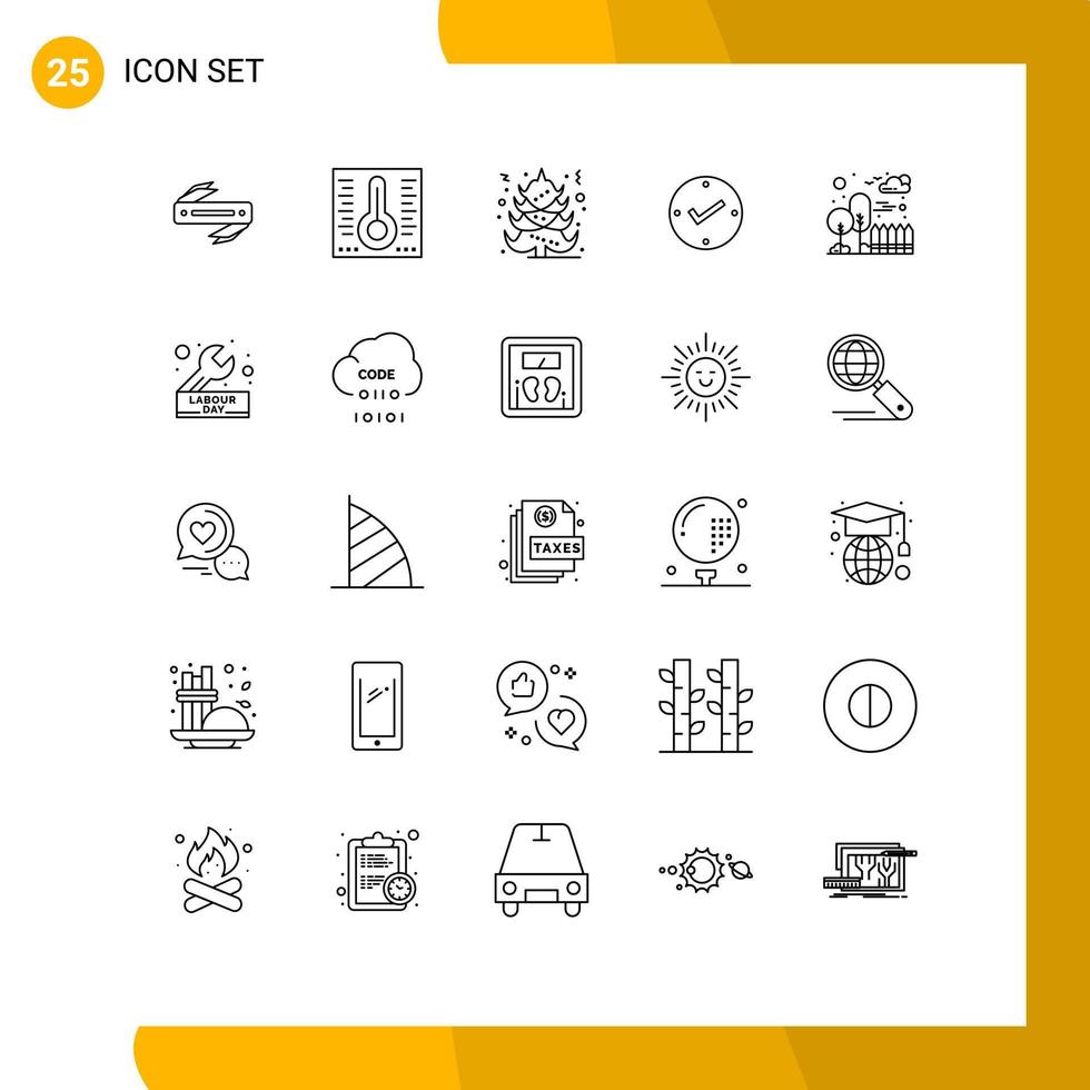 25 Thematic Vector Lines and Editable Symbols of park city tree building approved Editable Vector Design Elements