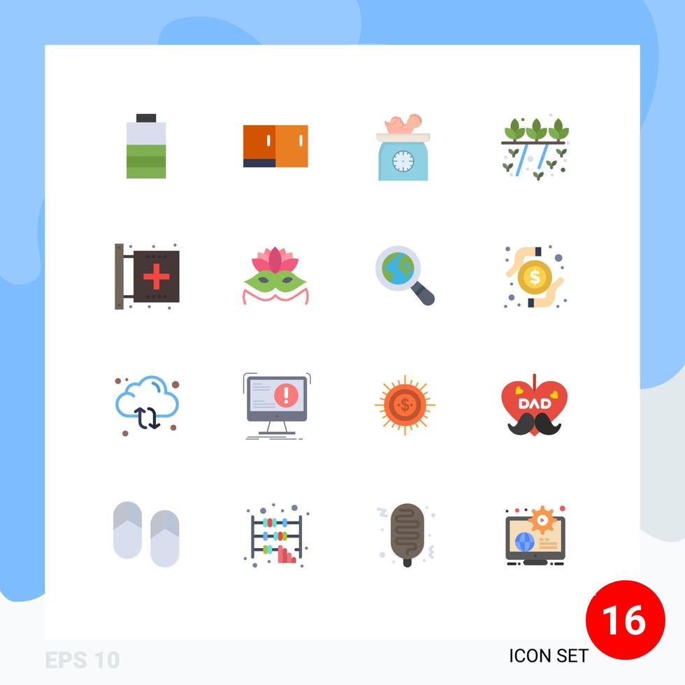 16 concepto de color plano para sitios web móviles y aplicaciones enfermedad planta bebé naturaleza agricultura paquete editable de elementos creativos de diseño de vectores