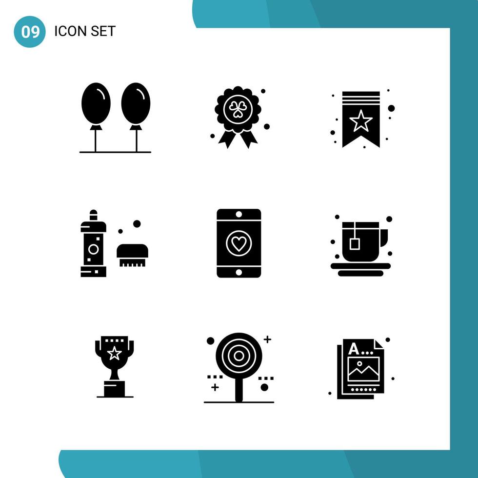 Vector Pack of 9 Glyph Symbols Solid Style Icon Set on White Background for Web and Mobile Creative Black Icon vector background