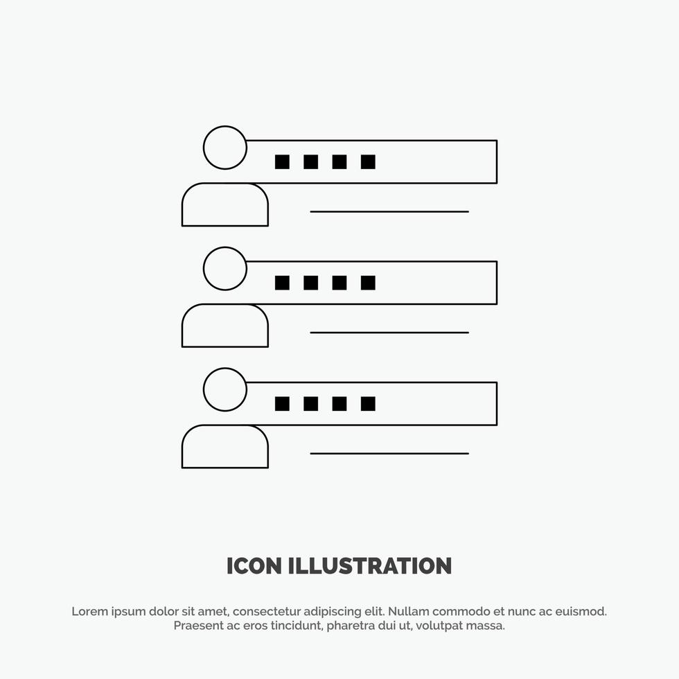 Skills Graphs People Profile Settings Statistics Team Line Icon Vector