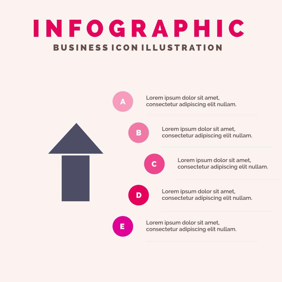 flecha arriba cargar icono sólido infografía 5 pasos presentación antecedentes vector