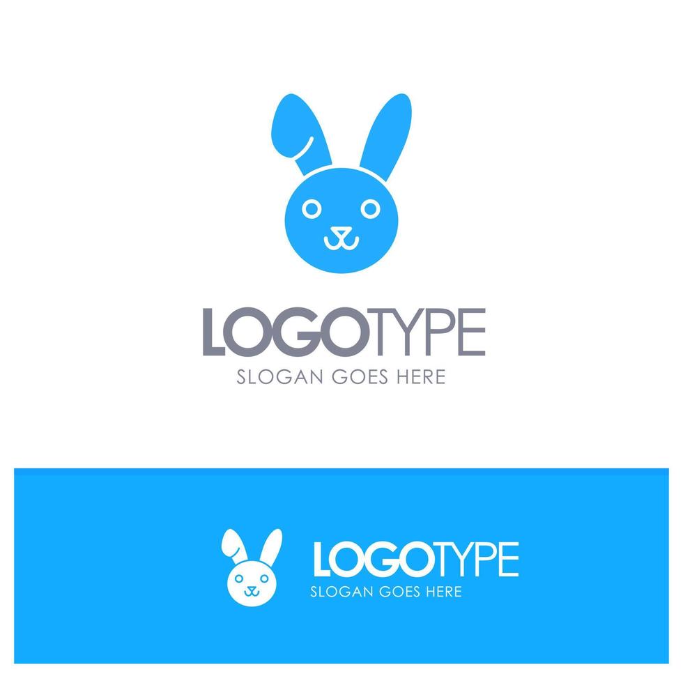 Bunny Easter Rabbit Blue Solid Logo with place for tagline vector