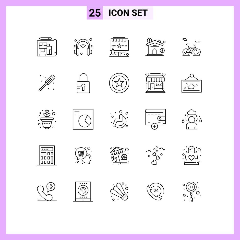 Group of 25 Lines Signs and Symbols for transport real ads investment asset Editable Vector Design Elements