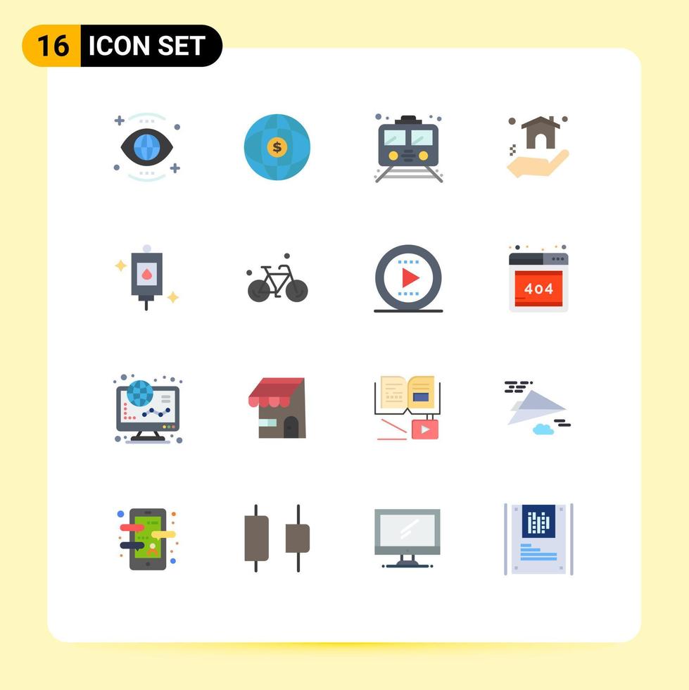 16 concepto de color plano para sitios web móviles y aplicaciones bolsa casa dólar construcción transporte paquete editable de elementos de diseño de vectores creativos