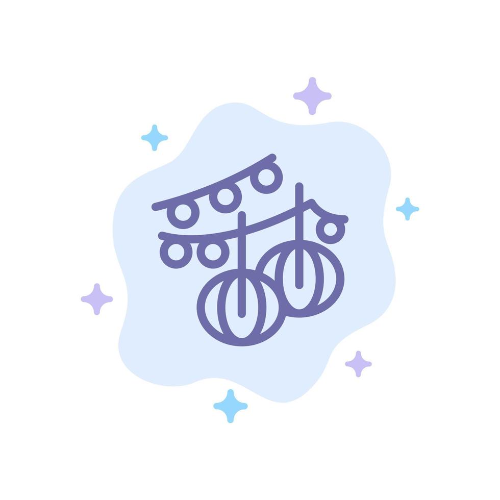Decoration Balls Hanging Lantern Blue Icon on Abstract Cloud Background vector