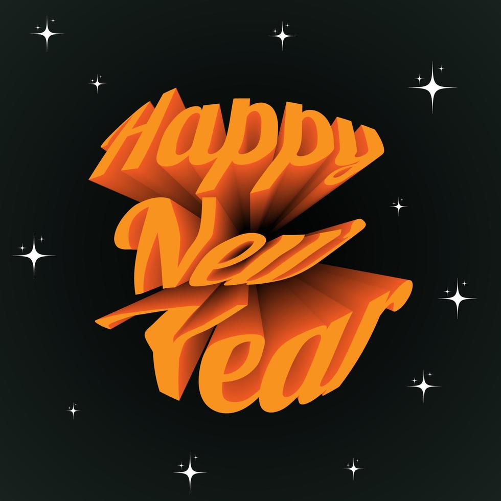 Happy new year design with stars, 2023 happy new year lettering on black background vector illustration.