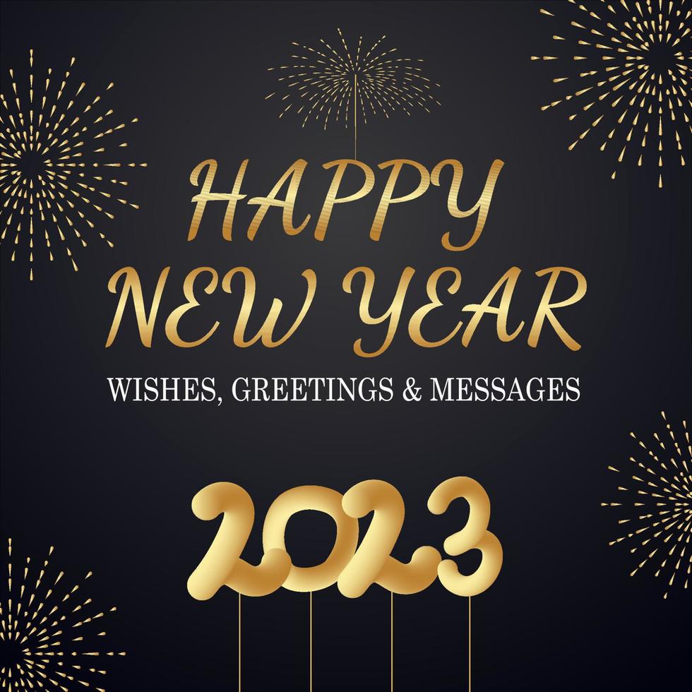2023 Happy new year premium design with fireworks, 2023 happy new year lettering on black background vector illustration.
