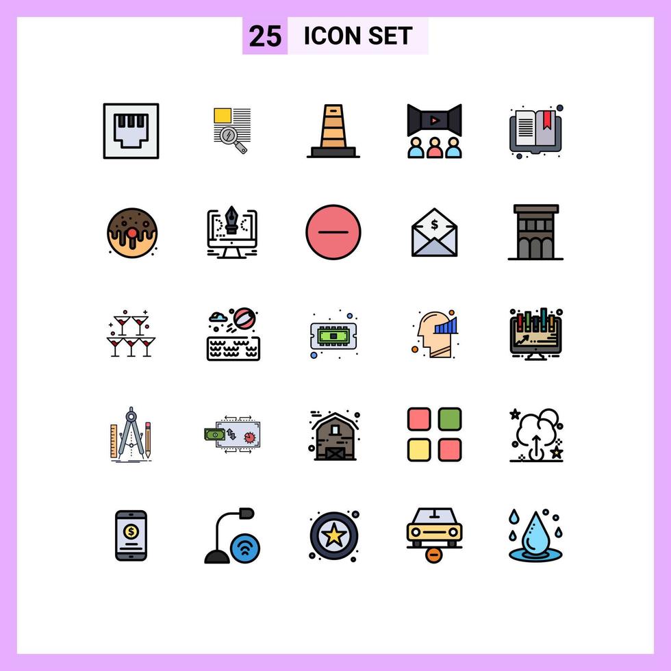 25 Creative Icons Modern Signs and Symbols of reading open technology book movie Editable Vector Design Elements