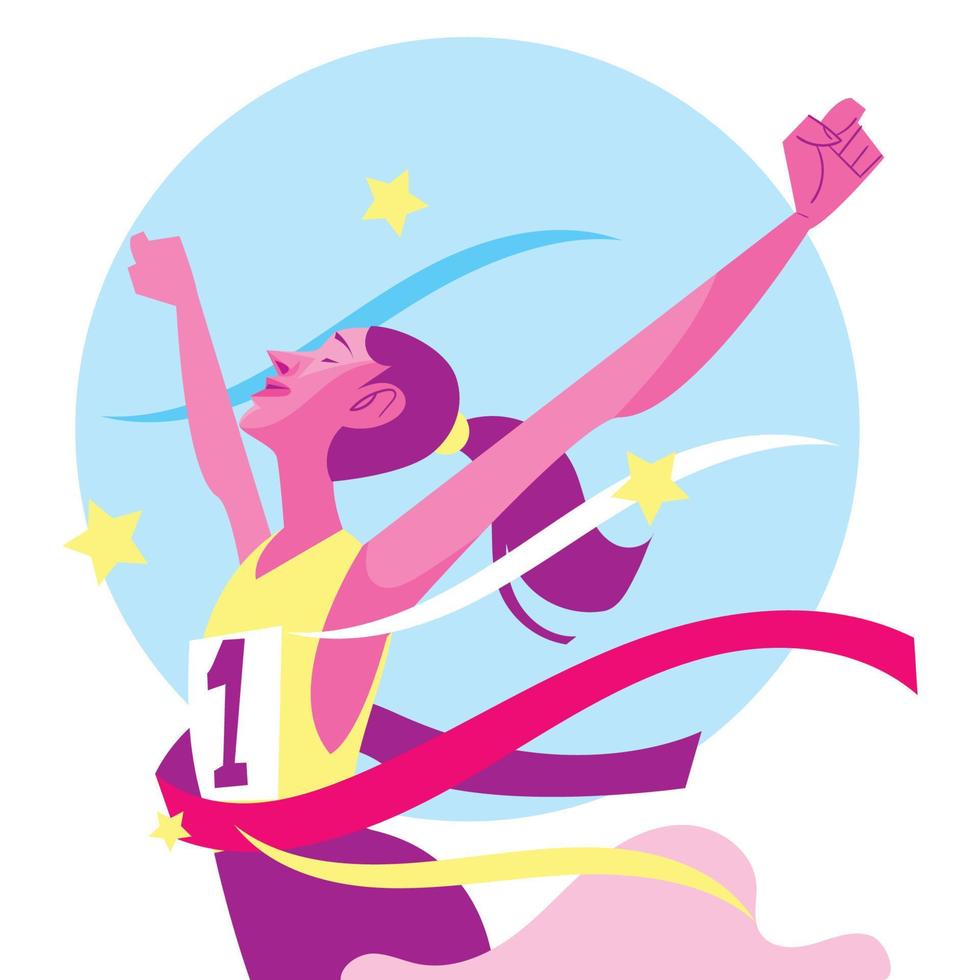 Woman Winning a Running Competition vector