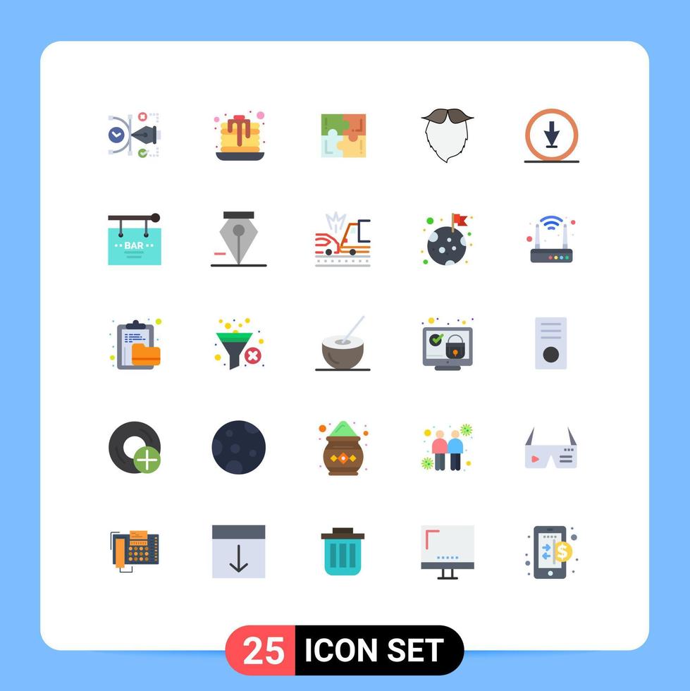 Pack of 25 creative Flat Colors of men movember puzzle hipster solve Editable Vector Design Elements
