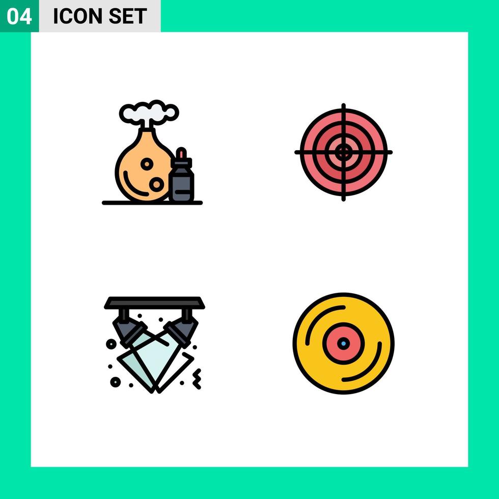 Set of 4 Commercial Filledline Flat Colors pack for aroma celebration spa strategy light Editable Vector Design Elements