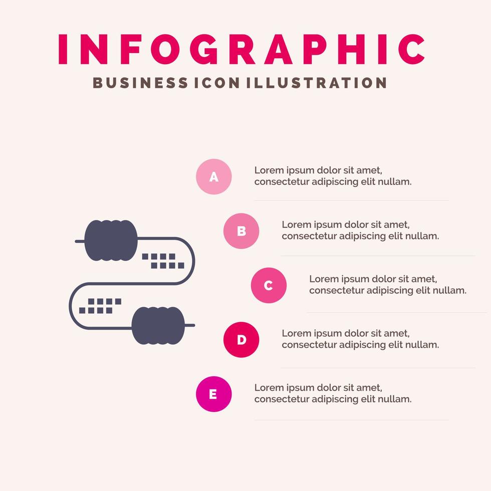 cable alambre conjunto condensadores sólido icono infografía 5 pasos presentación antecedentes vector