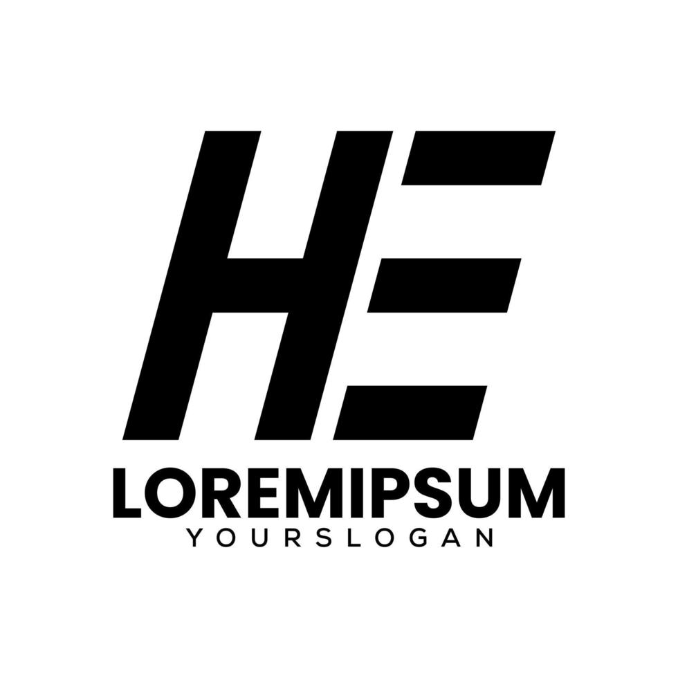 letter h and e logo design vector