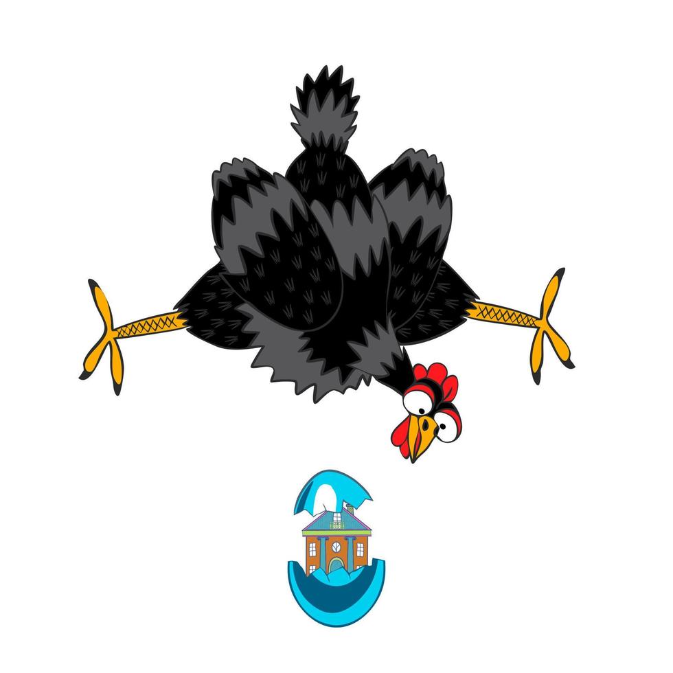 Hen laid an egg with a small house vector