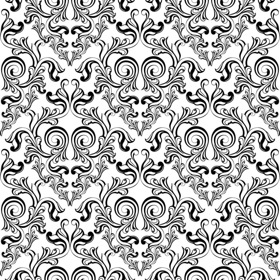 Remolino de ornamento de pergamino barroco vintage de damasco vectorial. remolino del escudo heráldico del monograma victoriano. retro floral patrón de hojas frontera follaje antiguo acanto caligrafía grabado tatuaje. patrones sin fisuras vector