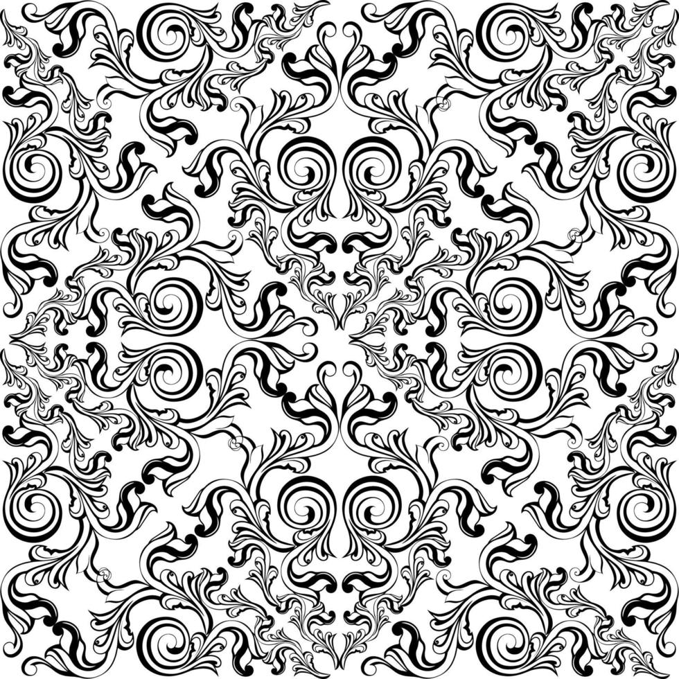 Remolino de ornamento de pergamino barroco vintage de damasco vectorial. remolino del escudo heráldico del monograma victoriano. retro floral patrón de hojas frontera follaje antiguo acanto caligrafía grabado tatuaje. patrones sin fisuras vector