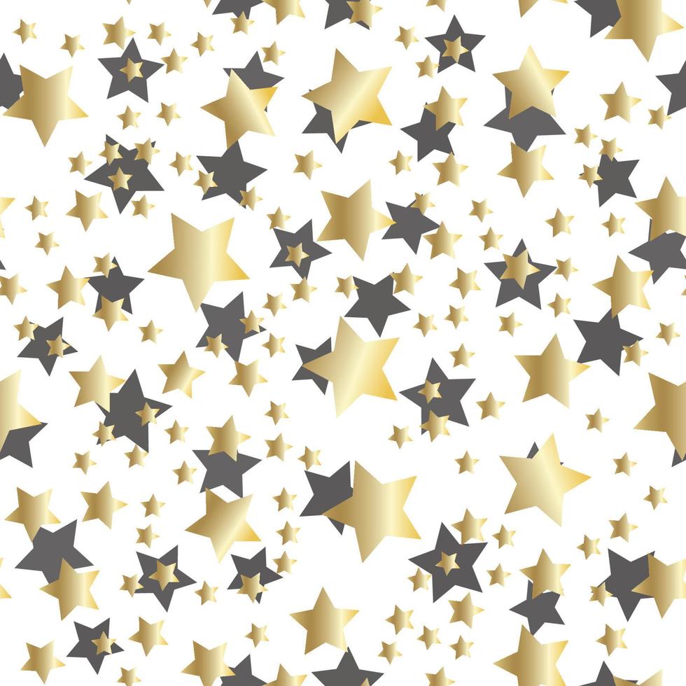 Golden stars background. Night sky seamless pattern vector