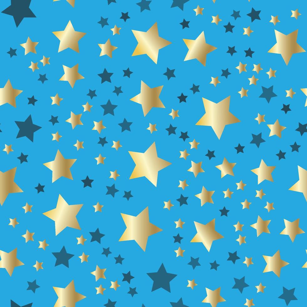 Golden stars background. Night sky seamless pattern vector