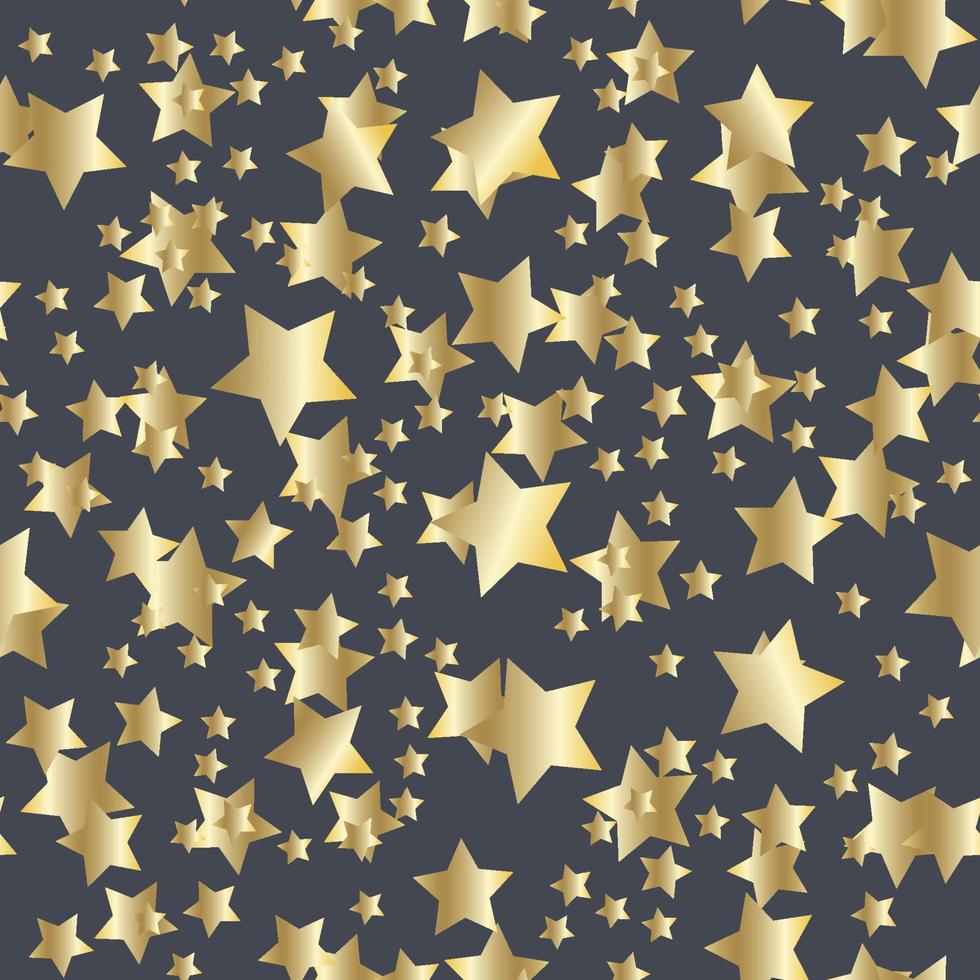 Golden stars background. Night sky seamless pattern vector