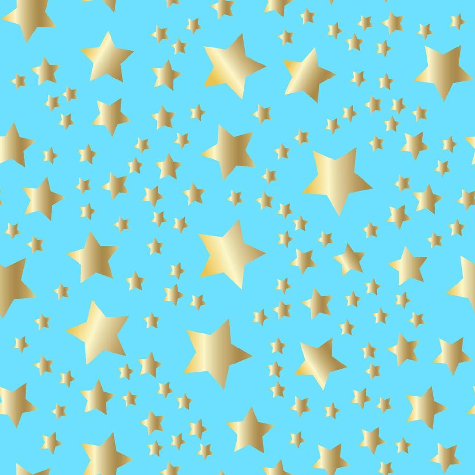 Golden stars background. Night sky seamless pattern vector