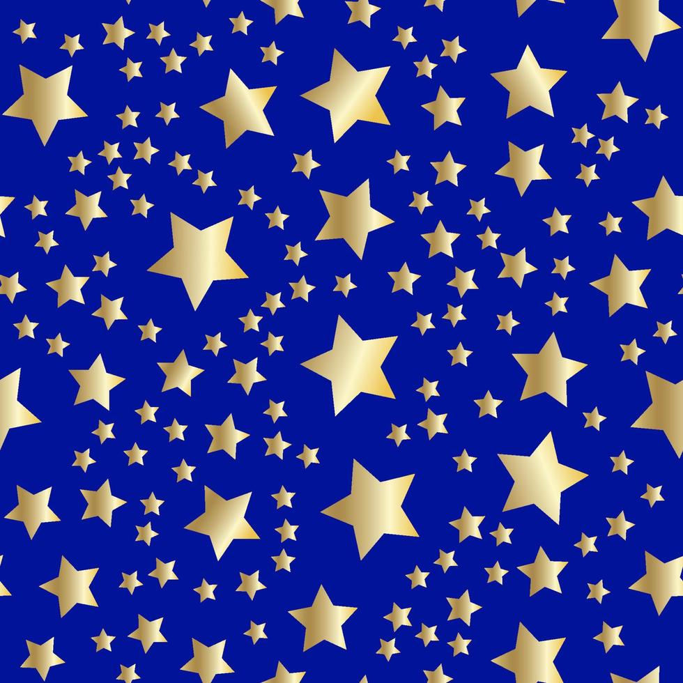 Golden stars background. Night sky seamless pattern vector