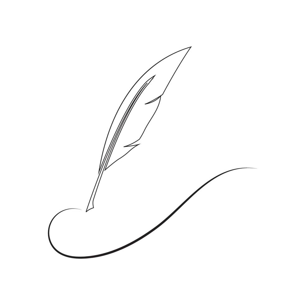 feather quill pen icon vector