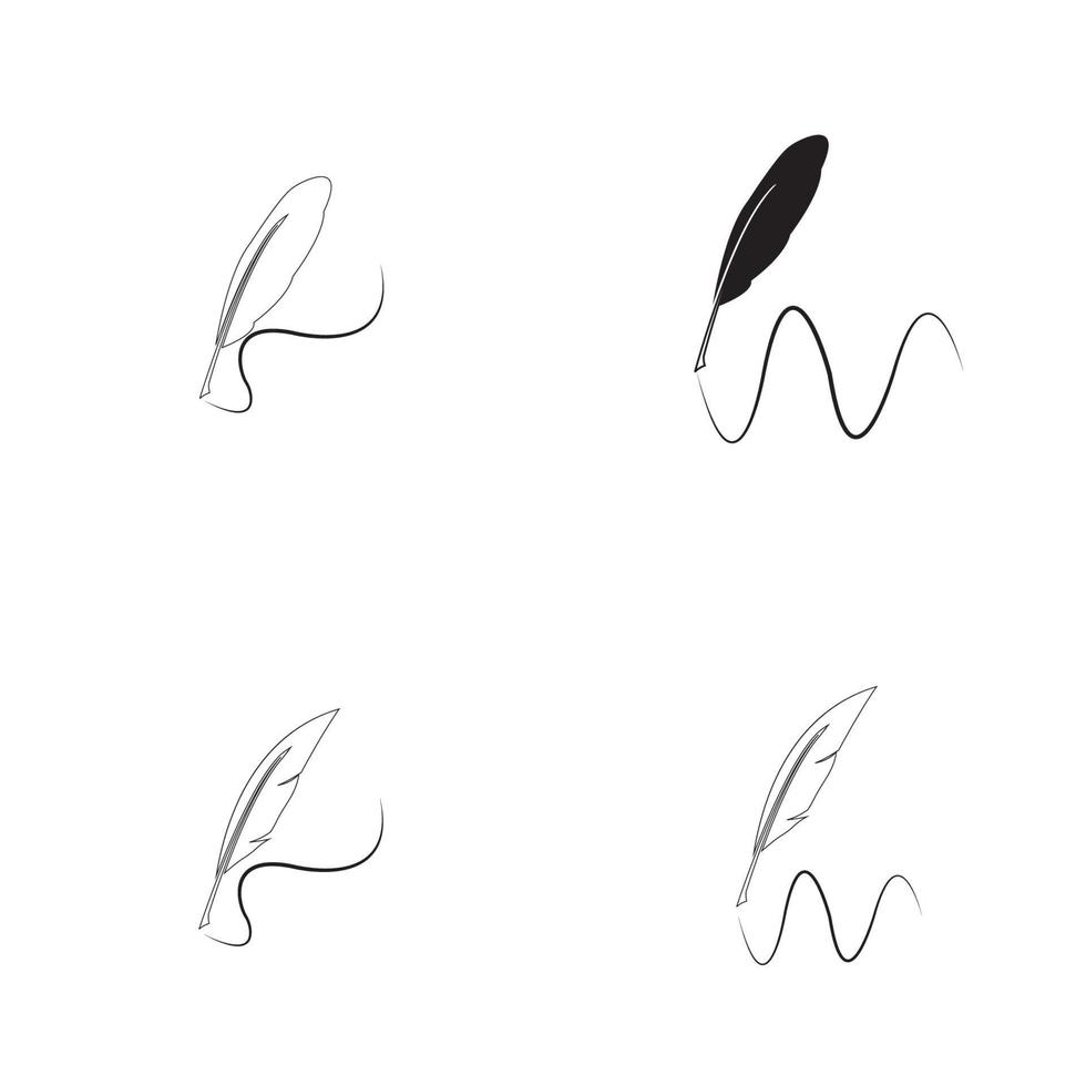 feather quill pen icon vector
