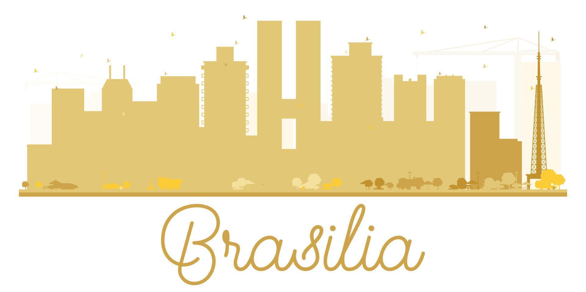 silueta dorada del horizonte de la ciudad de brasilia. vector