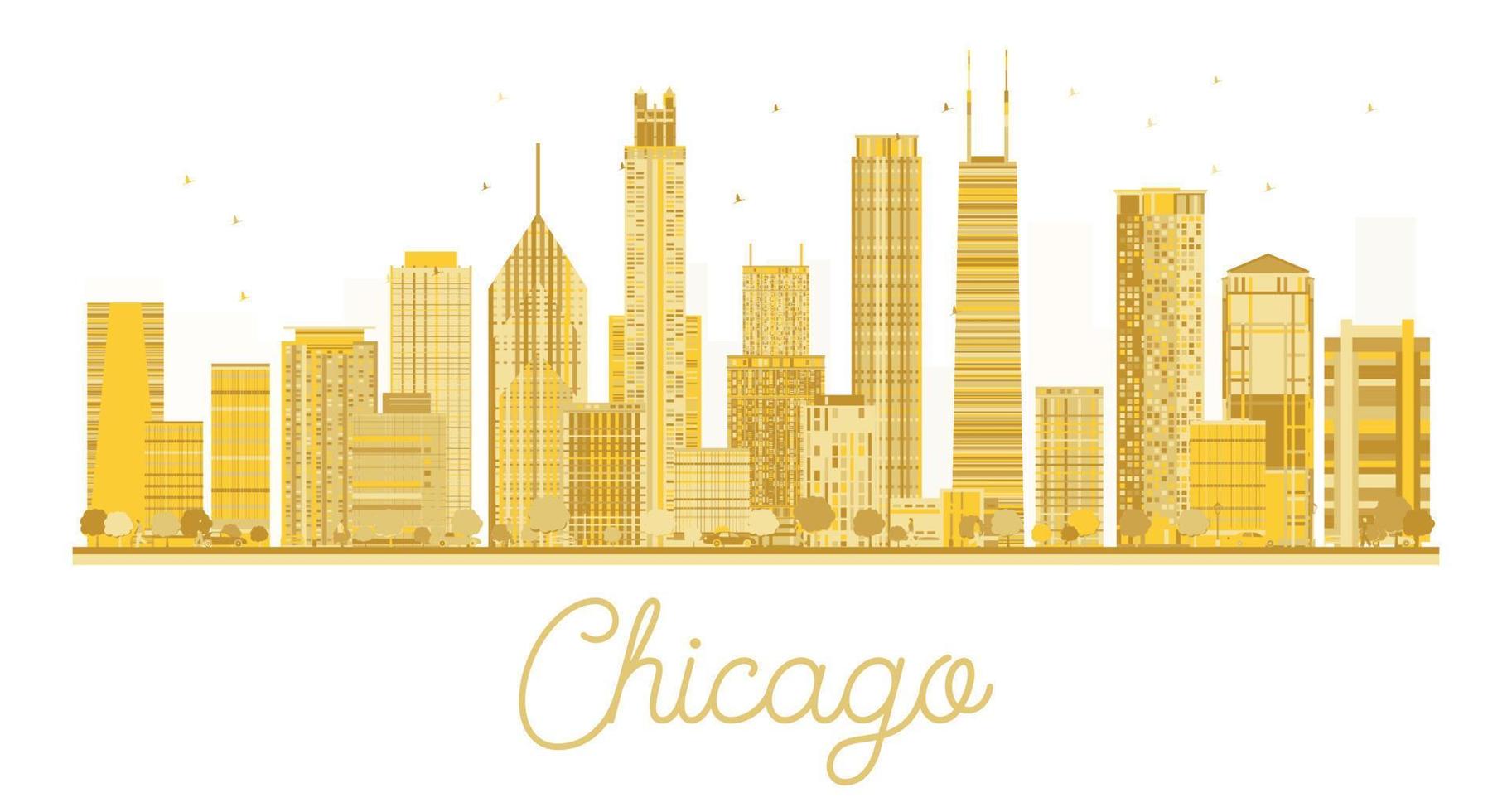 Chicago golden silhouette isolated on white background. vector