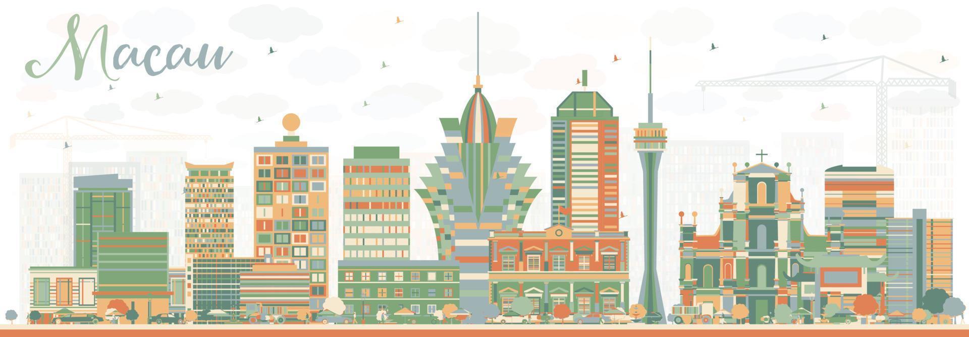 Abstract Macau Skyline with Color Buildings. vector