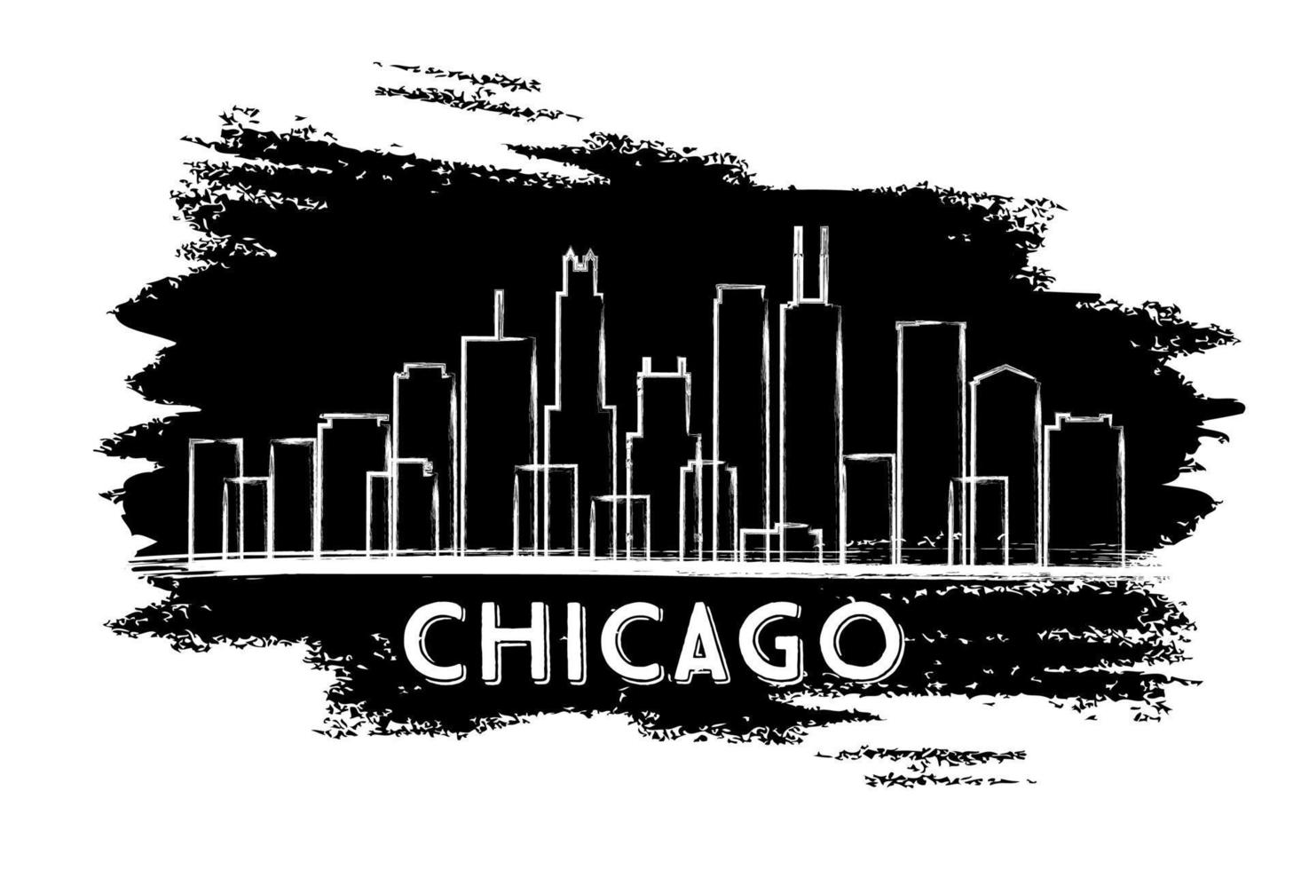 Chicago Skyline Silhouette. Hand Drawn Sketch. vector