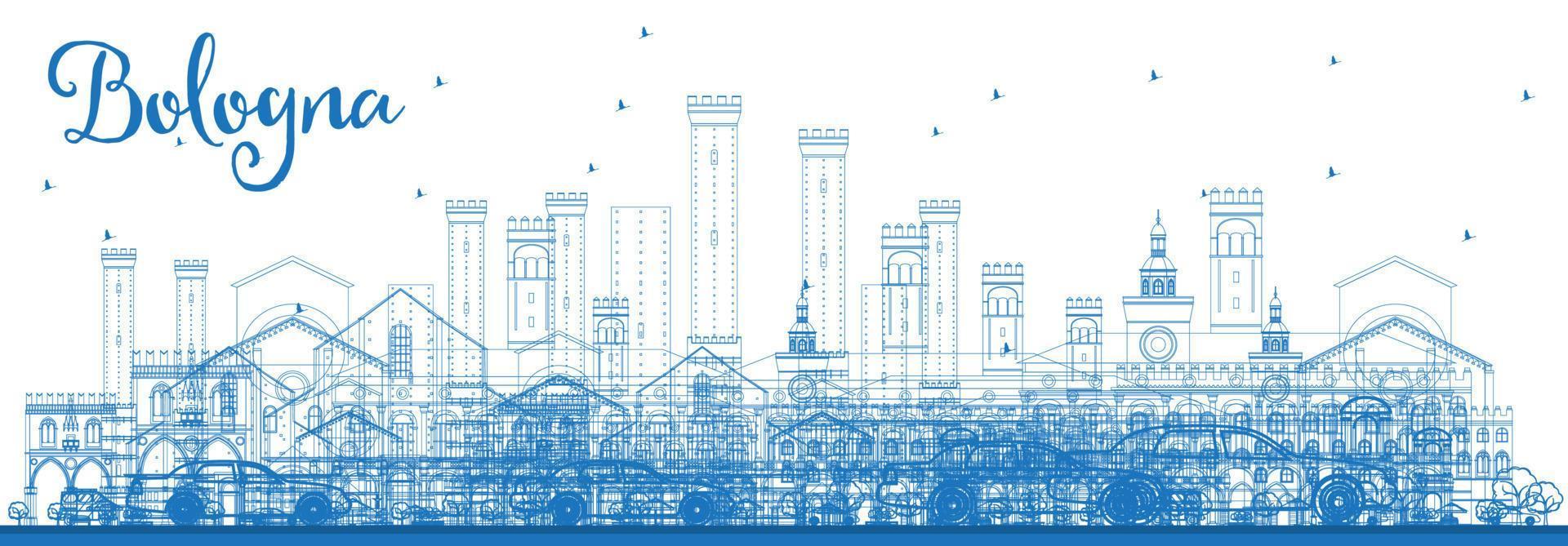 Outline Bologna Skyline with Blue Landmarks. vector