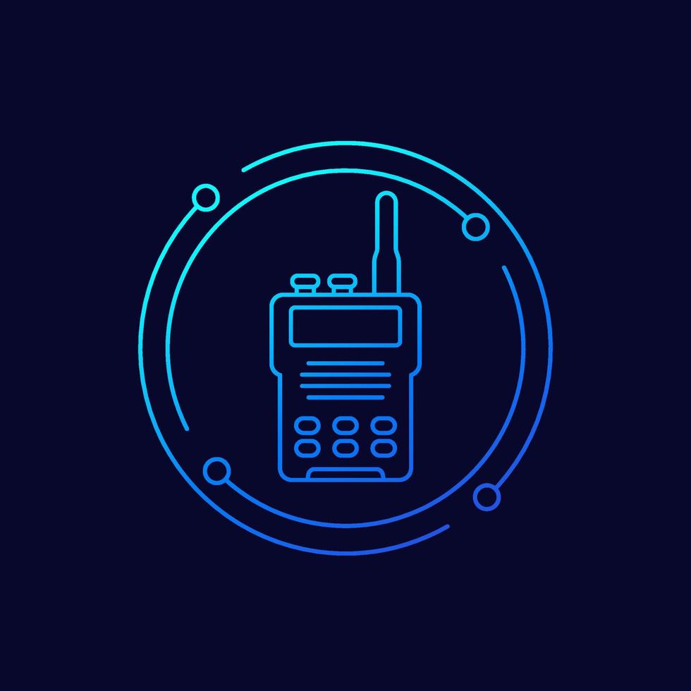 radio set, portable transceiver line vector icon