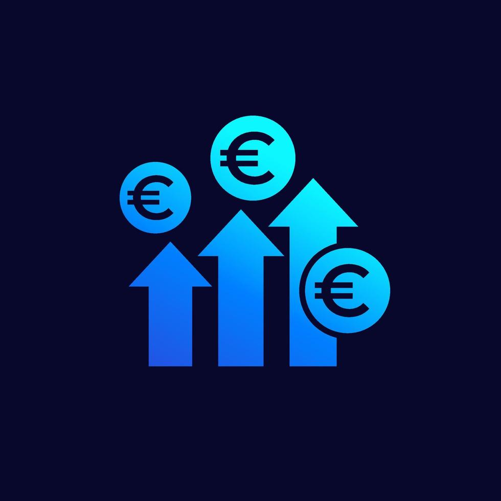 income growth or growing profit icon with euro vector